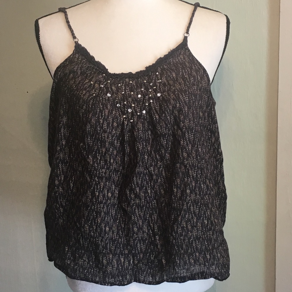 3/$25 AERIE black/tan embellished tank top medium